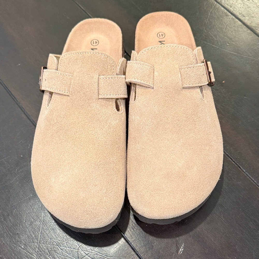 KIDMI Genuine Suede Clogs for Women -color Taupe